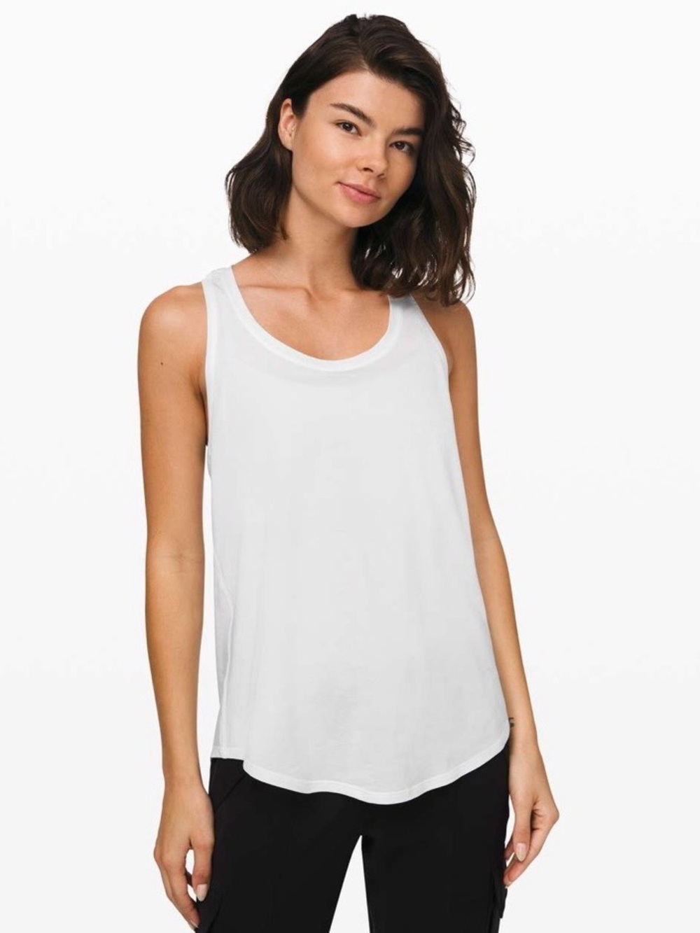 Lululemon Love Tank Pleated White Racerback Cotton Activewear Workout Top Sz 6